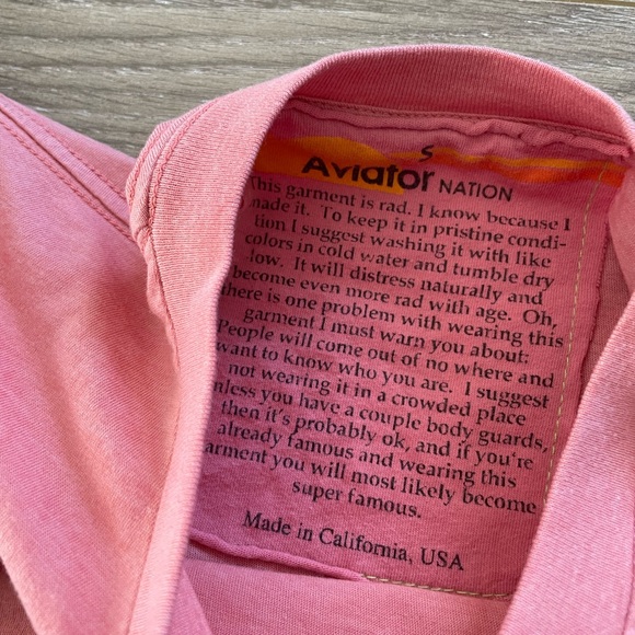 Aviator Nation Women’s Bolt Boyfriend Tee Pink with Hot Pink Bolt Sz S EUC - Picture 6 of 10